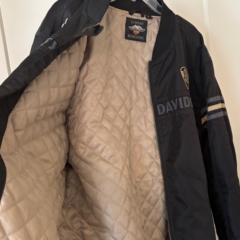 Harley-Davidson Black Varsity Jacket with Gray/Blue Accents - Picture 7 of 8